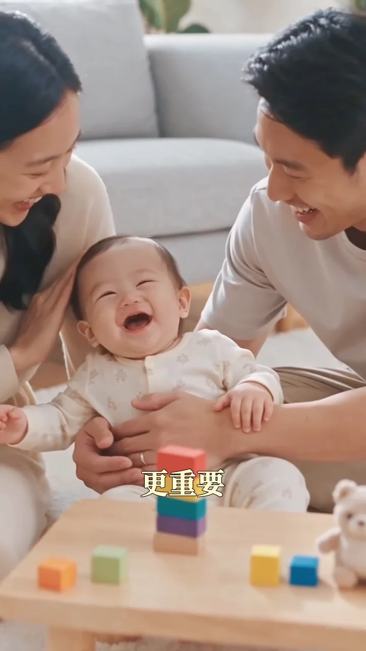 父母在家陪伴嬰兒的畫面